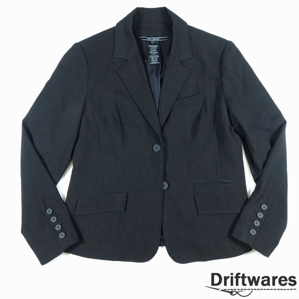 NOEL ASMAR UNIFORMS Womens Medium Dark Gray 2 Button Suit Jacket